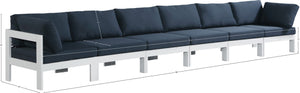 Nizuc Waterproof Fabric / Aluminum / Foam Contemporary Navy Waterproof Fabric Outdoor Patio Modular Sofa - 180" W x 30" D x 34" H