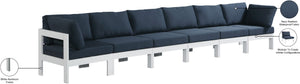 Nizuc Waterproof Fabric / Aluminum / Foam Contemporary Navy Waterproof Fabric Outdoor Patio Modular Sofa - 180" W x 30" D x 34" H