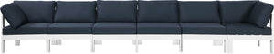 Nizuc Waterproof Fabric / Aluminum / Foam Contemporary Navy Waterproof Fabric Outdoor Patio Modular Sofa - 180" W x 30" D x 34" H