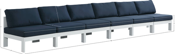 Nizuc Waterproof Fabric / Aluminum / Foam Contemporary Navy Waterproof Fabric Outdoor Patio Modular Sofa - 180" W x 30" D x 34" H
