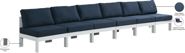 Nizuc Waterproof Fabric / Aluminum / Foam Contemporary Navy Waterproof Fabric Outdoor Patio Modular Sofa - 180" W x 30" D x 34" H