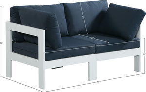 Nizuc Waterproof Fabric / Aluminum / Foam Contemporary Navy Waterproof Fabric Outdoor Patio Modular Sofa - 60" W x 30" D x 34" H