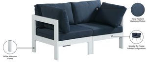 Nizuc Waterproof Fabric / Aluminum / Foam Contemporary Navy Waterproof Fabric Outdoor Patio Modular Sofa - 60" W x 30" D x 34" H