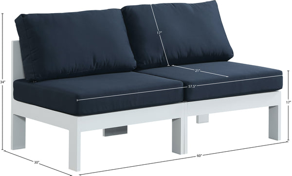 Nizuc Waterproof Fabric / Aluminum / Foam Contemporary Navy Waterproof Fabric Outdoor Patio Modular Sofa - 60" W x 30" D x 34" H