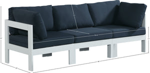 Nizuc Waterproof Fabric / Aluminum / Foam Contemporary Navy Waterproof Fabric Outdoor Patio Modular Sofa - 90" W x 30" D x 34" H