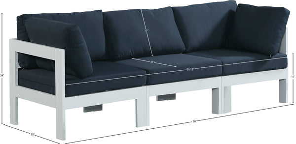 Nizuc Waterproof Fabric / Aluminum / Foam Contemporary Navy Waterproof Fabric Outdoor Patio Modular Sofa - 90" W x 30" D x 34" H