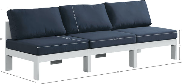 Nizuc Waterproof Fabric / Aluminum / Foam Contemporary Navy Waterproof Fabric Outdoor Patio Modular Sofa - 90" W x 30" D x 34" H