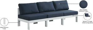 Nizuc Waterproof Fabric / Aluminum / Foam Contemporary Navy Waterproof Fabric Outdoor Patio Modular Sofa - 90" W x 30" D x 34" H