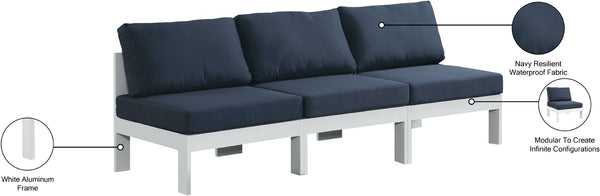 Nizuc Waterproof Fabric / Aluminum / Foam Contemporary Navy Waterproof Fabric Outdoor Patio Modular Sofa - 90" W x 30" D x 34" H