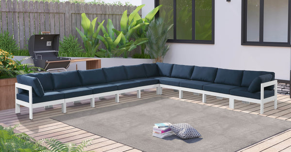 Nizuc Waterproof Fabric / Aluminum / Foam Contemporary Navy Waterproof Fabric Outdoor Patio Modular Sectional - 180" W x 150" D x 34" H