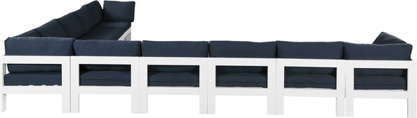 Nizuc Waterproof Fabric / Aluminum / Foam Contemporary Navy Waterproof Fabric Outdoor Patio Modular Sectional - 180" W x 150" D x 34" H