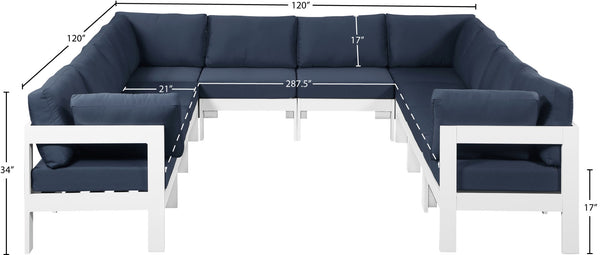 Nizuc Waterproof Fabric / Aluminum / Foam Contemporary Navy Waterproof Fabric Outdoor Patio Modular Sectional - 120" W x 120" D x 34" H