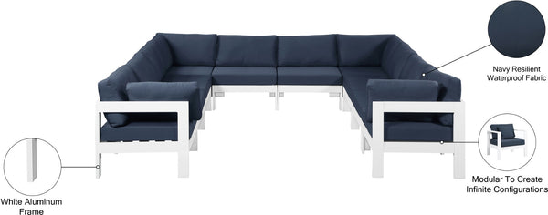 Nizuc Waterproof Fabric / Aluminum / Foam Contemporary Navy Waterproof Fabric Outdoor Patio Modular Sectional - 120" W x 120" D x 34" H