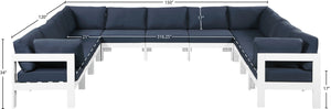 Nizuc Waterproof Fabric / Aluminum / Foam Contemporary Navy Waterproof Fabric Outdoor Patio Modular Sectional - 150" W x 120" D x 34" H