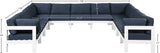 Nizuc Waterproof Fabric / Aluminum / Foam Contemporary Navy Waterproof Fabric Outdoor Patio Modular Sectional - 150" W x 120" D x 34" H
