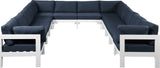 Nizuc Waterproof Fabric / Aluminum / Foam Contemporary Navy Waterproof Fabric Outdoor Patio Modular Sectional - 120" W x 150" D x 34" H