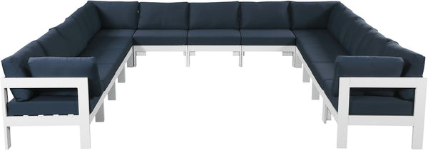 Nizuc Waterproof Fabric / Aluminum / Foam Contemporary Navy Waterproof Fabric Outdoor Patio Modular Sectional - 150" W x 150" D x 34" H