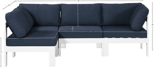 Nizuc Waterproof Fabric / Aluminum / Foam Contemporary Navy Waterproof Fabric Outdoor Patio Modular Sectional - 90" W x 60" D x 34" H