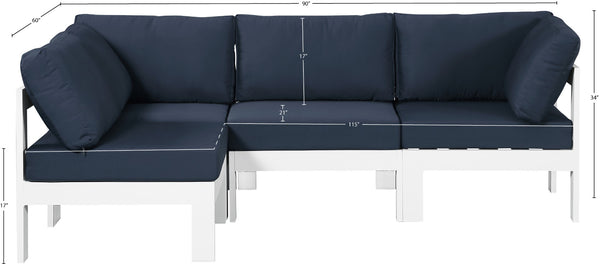 Nizuc Waterproof Fabric / Aluminum / Foam Contemporary Navy Waterproof Fabric Outdoor Patio Modular Sectional - 90" W x 60" D x 34" H