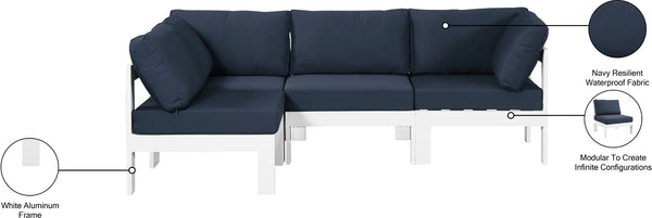 Nizuc Waterproof Fabric / Aluminum / Foam Contemporary Navy Waterproof Fabric Outdoor Patio Modular Sectional - 90" W x 60" D x 34" H