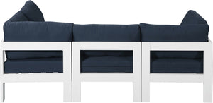 Nizuc Waterproof Fabric / Aluminum / Foam Contemporary Navy Waterproof Fabric Outdoor Patio Modular Sectional - 90" W x 60" D x 34" H