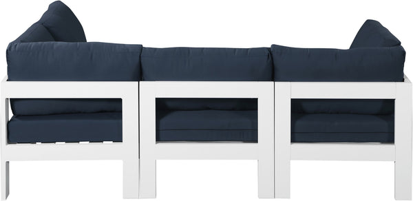 Nizuc Waterproof Fabric / Aluminum / Foam Contemporary Navy Waterproof Fabric Outdoor Patio Modular Sectional - 90" W x 60" D x 34" H