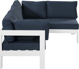 Nizuc Waterproof Fabric / Aluminum / Foam Contemporary Navy Waterproof Fabric Outdoor Patio Modular Sectional - 90" W x 60" D x 34" H