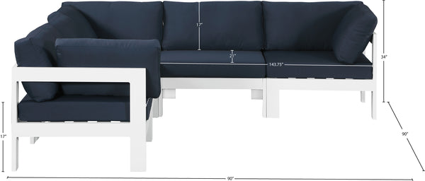 Nizuc Waterproof Fabric / Aluminum / Foam Contemporary Navy Waterproof Fabric Outdoor Patio Modular Sectional - 90" W x 90" D x 34" H