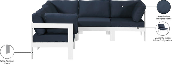 Nizuc Waterproof Fabric / Aluminum / Foam Contemporary Navy Waterproof Fabric Outdoor Patio Modular Sectional - 90" W x 90" D x 34" H