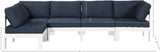 Nizuc Waterproof Fabric / Aluminum / Foam Contemporary Navy Waterproof Fabric Outdoor Patio Modular Sectional - 120" W x 60" D x 34" H