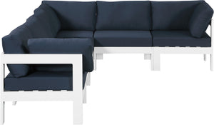 Nizuc Waterproof Fabric / Aluminum / Foam Contemporary Navy Waterproof Fabric Outdoor Patio Modular Sectional - 120" W x 90" D x 34" H