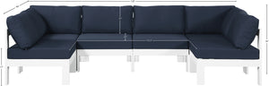 Nizuc Waterproof Fabric / Aluminum / Foam Contemporary Navy Waterproof Fabric Outdoor Patio Modular Sectional - 120" W x 60" D x 34" H
