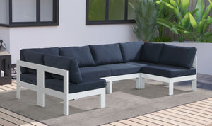 Nizuc Waterproof Fabric / Aluminum / Foam Contemporary Navy Waterproof Fabric Outdoor Patio Modular Sectional - 120" W x 60" D x 34" H