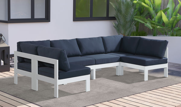 Nizuc Waterproof Fabric / Aluminum / Foam Contemporary Navy Waterproof Fabric Outdoor Patio Modular Sectional - 120" W x 60" D x 34" H