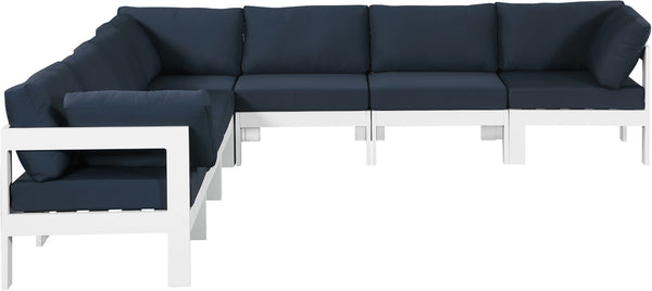 Nizuc Waterproof Fabric / Aluminum / Foam Contemporary Navy Waterproof Fabric Outdoor Patio Modular Sectional - 120" W x 120" D x 34" H