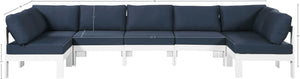 Nizuc Waterproof Fabric / Aluminum / Foam Contemporary Navy Waterproof Fabric Outdoor Patio Modular Sectional - 150" W x 60" D x 34" H