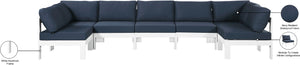 Nizuc Waterproof Fabric / Aluminum / Foam Contemporary Navy Waterproof Fabric Outdoor Patio Modular Sectional - 150" W x 60" D x 34" H