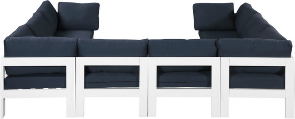 Nizuc Waterproof Fabric / Aluminum / Foam Contemporary Navy Waterproof Fabric Outdoor Patio Modular Sectional - 120" W x 90" D x 34" H