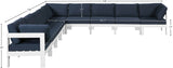Nizuc Waterproof Fabric / Aluminum / Foam Contemporary Navy Waterproof Fabric Outdoor Patio Modular Sectional - 150" W x 150" D x 34" H