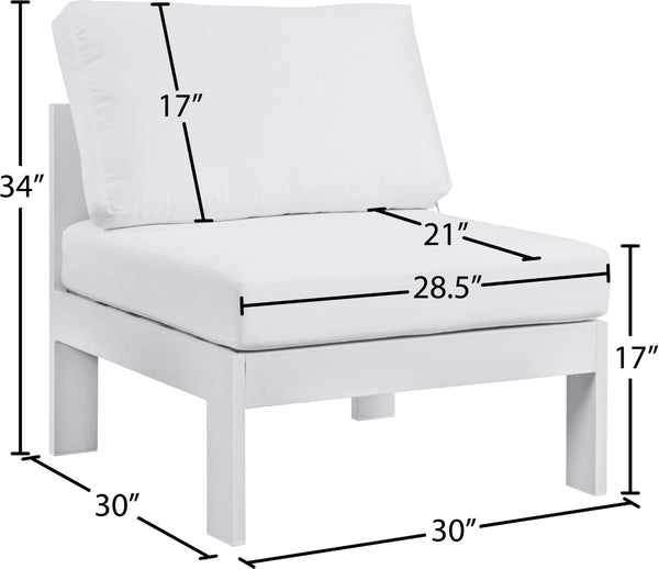 Nizuc Waterproof Fabric / Aluminum / Foam Contemporary White Waterproof Fabric Outdoor Patio Aluminum Armless Chair - 30" W x 30" D x 34" H