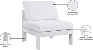 Nizuc Waterproof Fabric / Aluminum / Foam Contemporary White Waterproof Fabric Outdoor Patio Aluminum Armless Chair - 30" W x 30" D x 34" H
