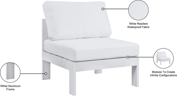 Nizuc Waterproof Fabric / Aluminum / Foam Contemporary White Waterproof Fabric Outdoor Patio Aluminum Armless Chair - 30" W x 30" D x 34" H