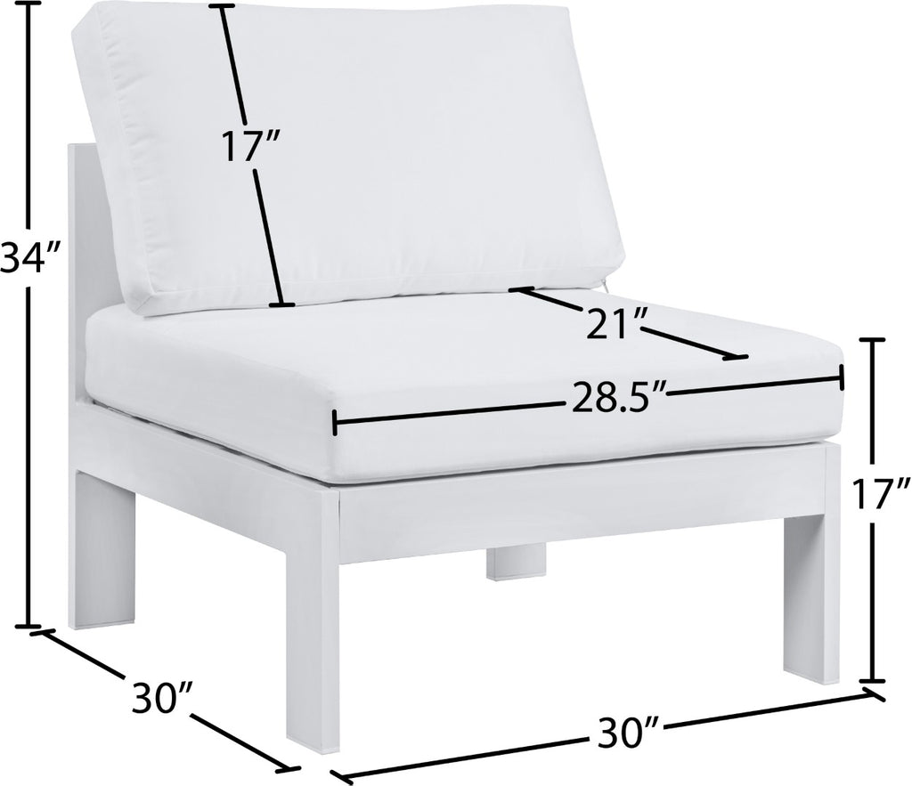 Nizuc Waterproof Fabric / Aluminum / Foam Contemporary White Waterproof Fabric Outdoor Patio Aluminum Armless Chair - 30" W x 30" D x 34" H