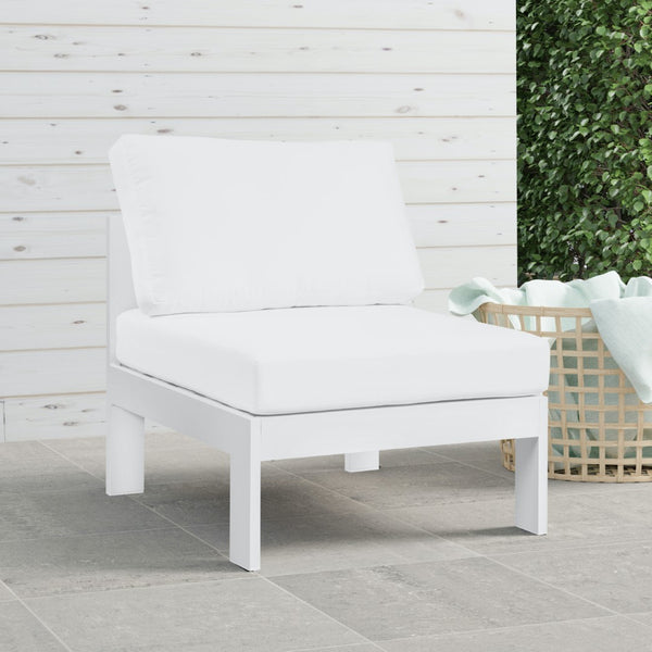 Nizuc Waterproof Fabric / Aluminum / Foam Contemporary White Waterproof Fabric Outdoor Patio Aluminum Armless Chair - 30" W x 30" D x 34" H