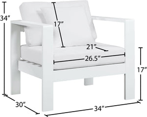 Nizuc Waterproof Fabric / Aluminum / Foam Contemporary White Waterproof Fabric Outdoor Patio Aluminum Arm Chair - 34" W x 30" D x 34" H