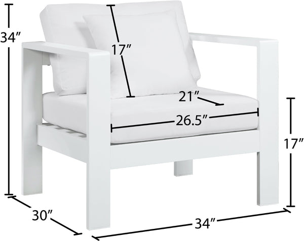 Nizuc Waterproof Fabric / Aluminum / Foam Contemporary White Waterproof Fabric Outdoor Patio Aluminum Arm Chair - 34" W x 30" D x 34" H