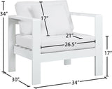 Nizuc Waterproof Fabric / Aluminum / Foam Contemporary White Waterproof Fabric Outdoor Patio Aluminum Arm Chair - 34" W x 30" D x 34" H