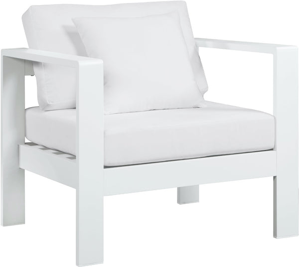 Nizuc Waterproof Fabric / Aluminum / Foam Contemporary White Waterproof Fabric Outdoor Patio Aluminum Arm Chair - 34" W x 30" D x 34" H