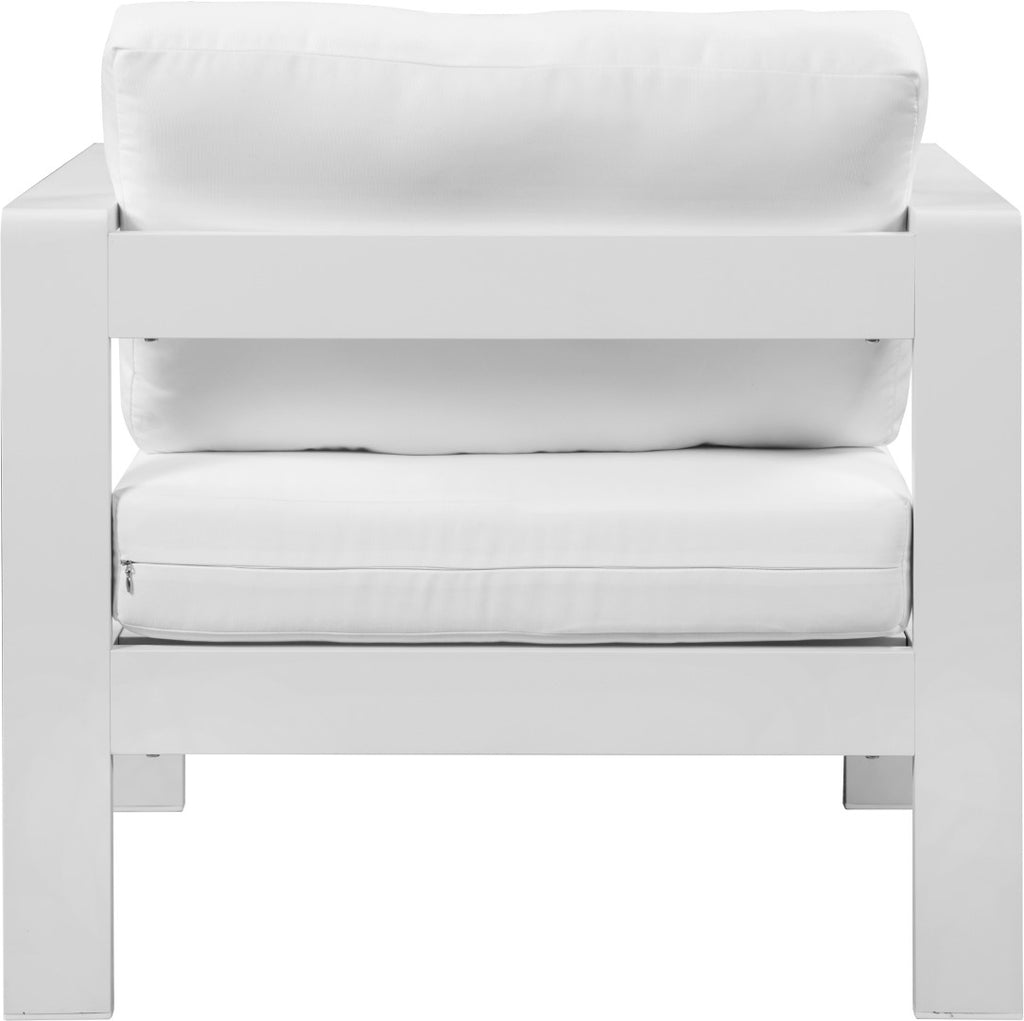 Nizuc Waterproof Fabric / Aluminum / Foam Contemporary White Waterproof Fabric Outdoor Patio Aluminum Arm Chair - 34" W x 30" D x 34" H