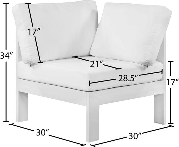 Nizuc Waterproof Fabric / Aluminum / Foam Contemporary White Waterproof Fabric Outdoor Patio Aluminum Corner Chair - 30" W x 30" D x 34" H
